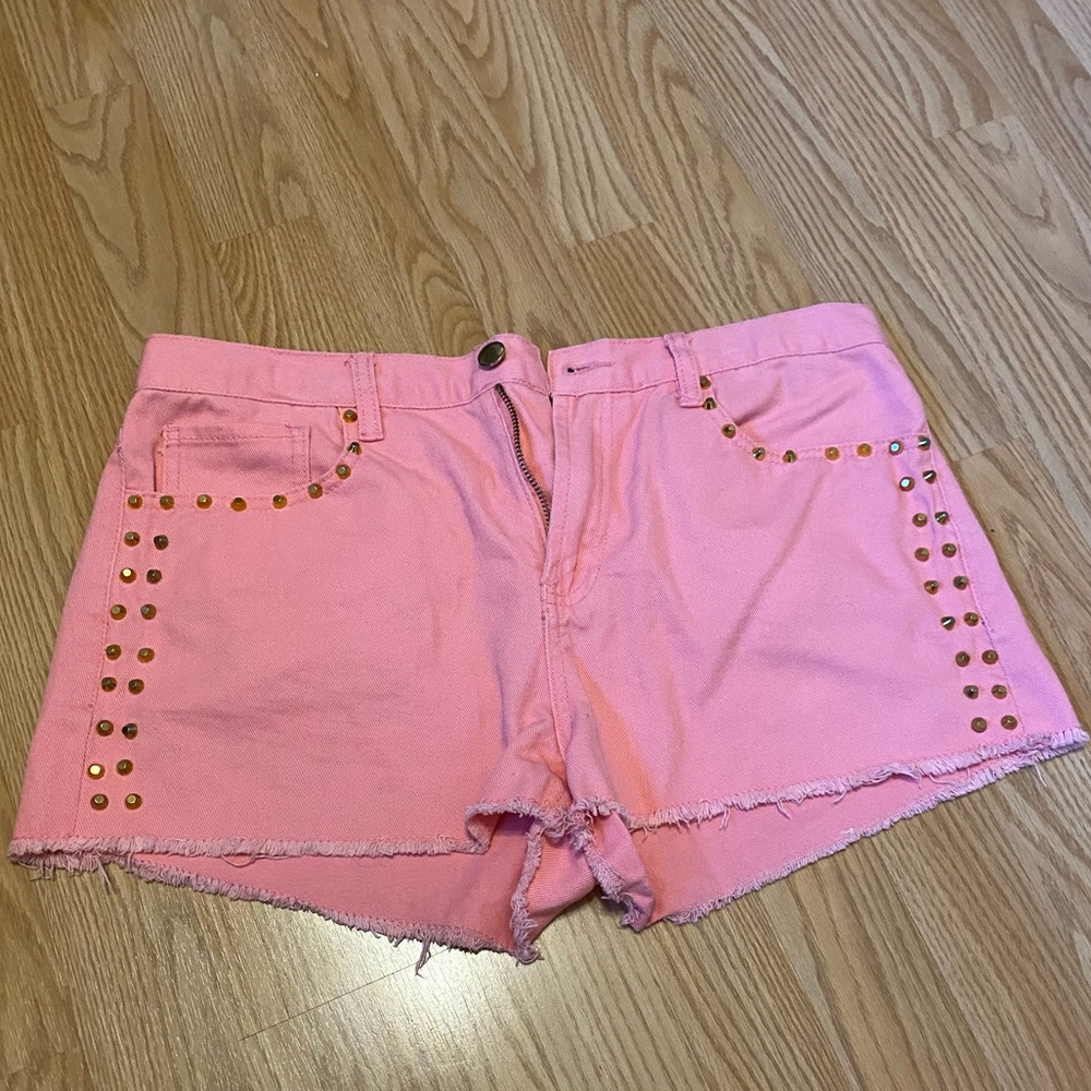 Forever21 Gold Studded Pink Shorts